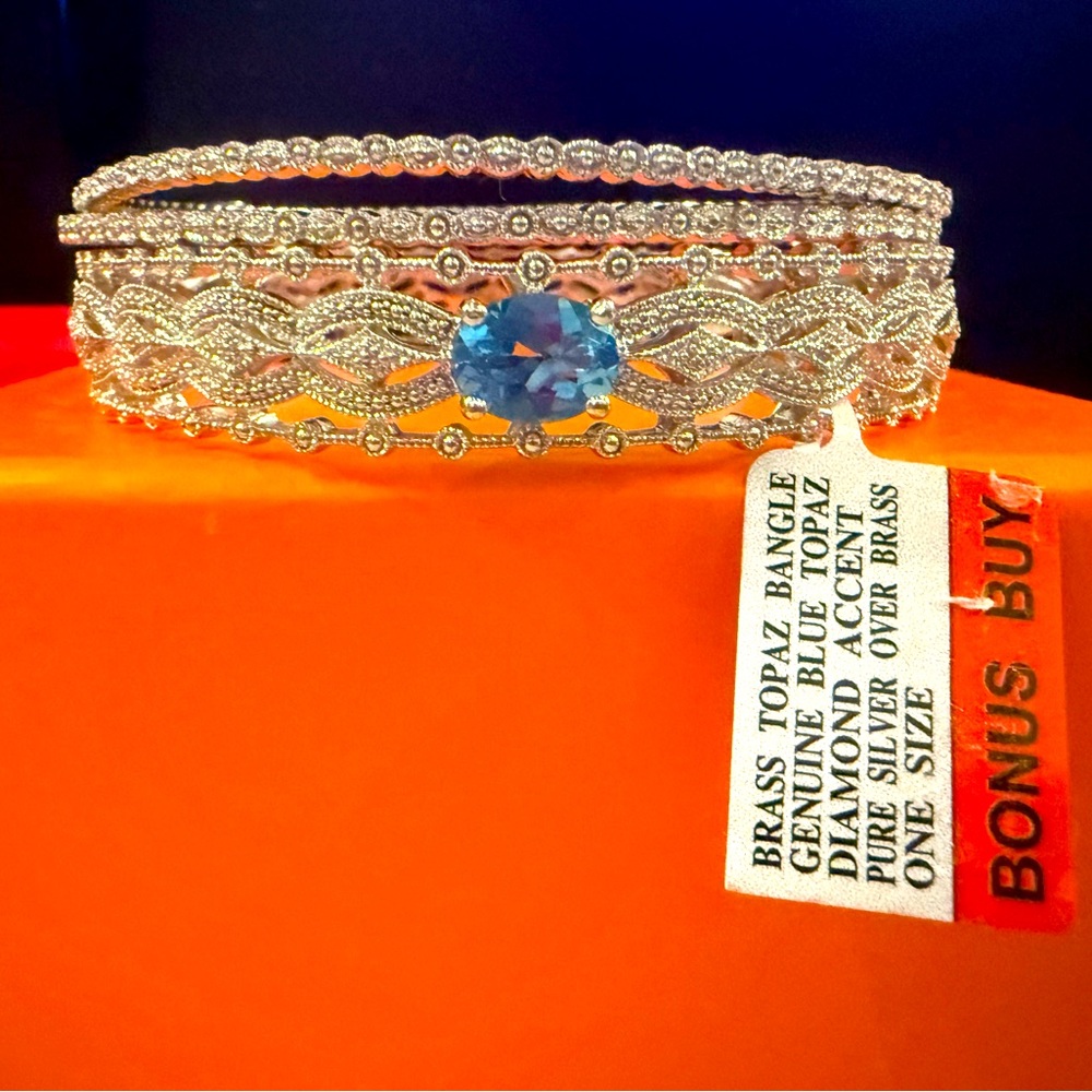 Brass Topaz Bangle Bracelet
